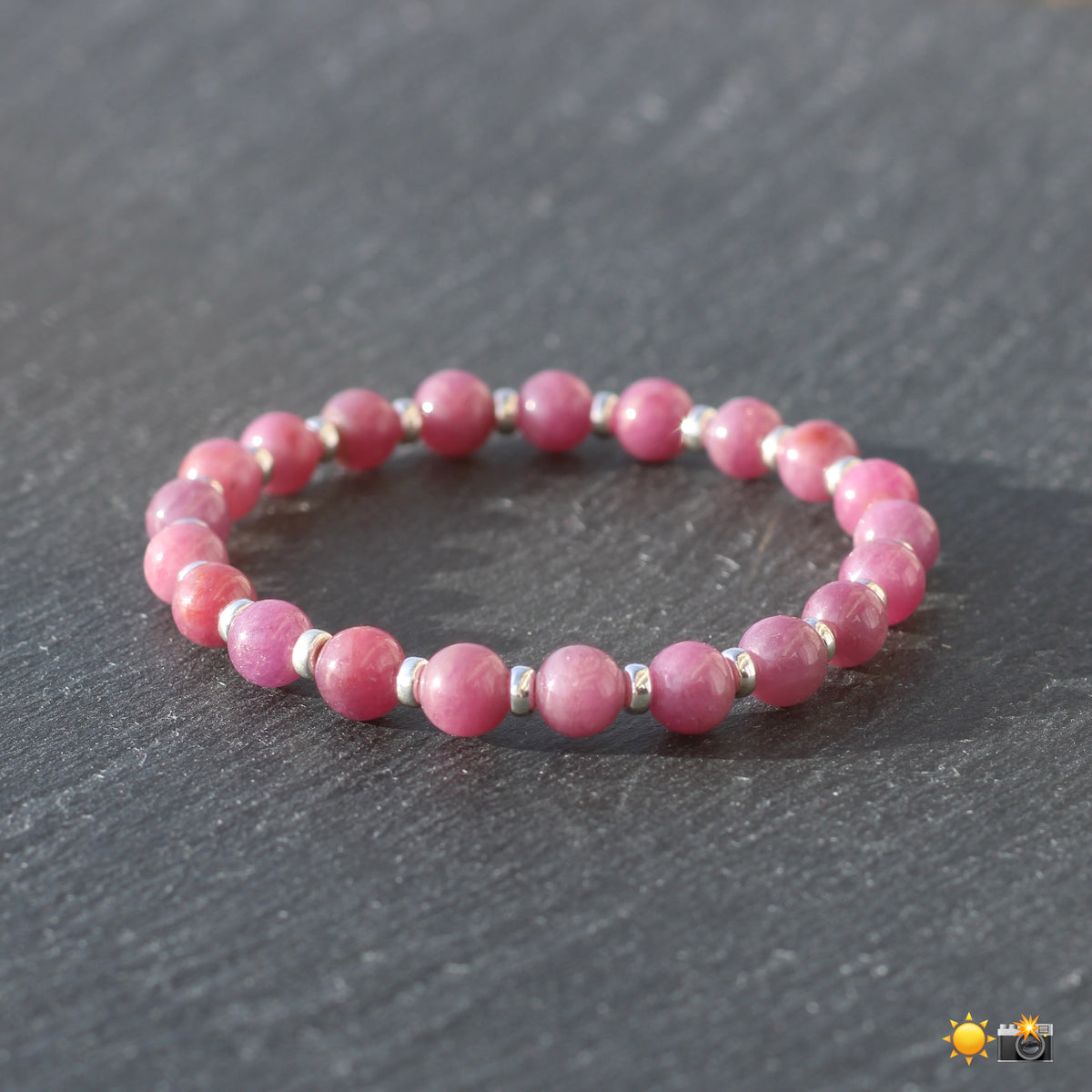 Ruby Power Bracelet With Sterling Silver & Ruby Crystal