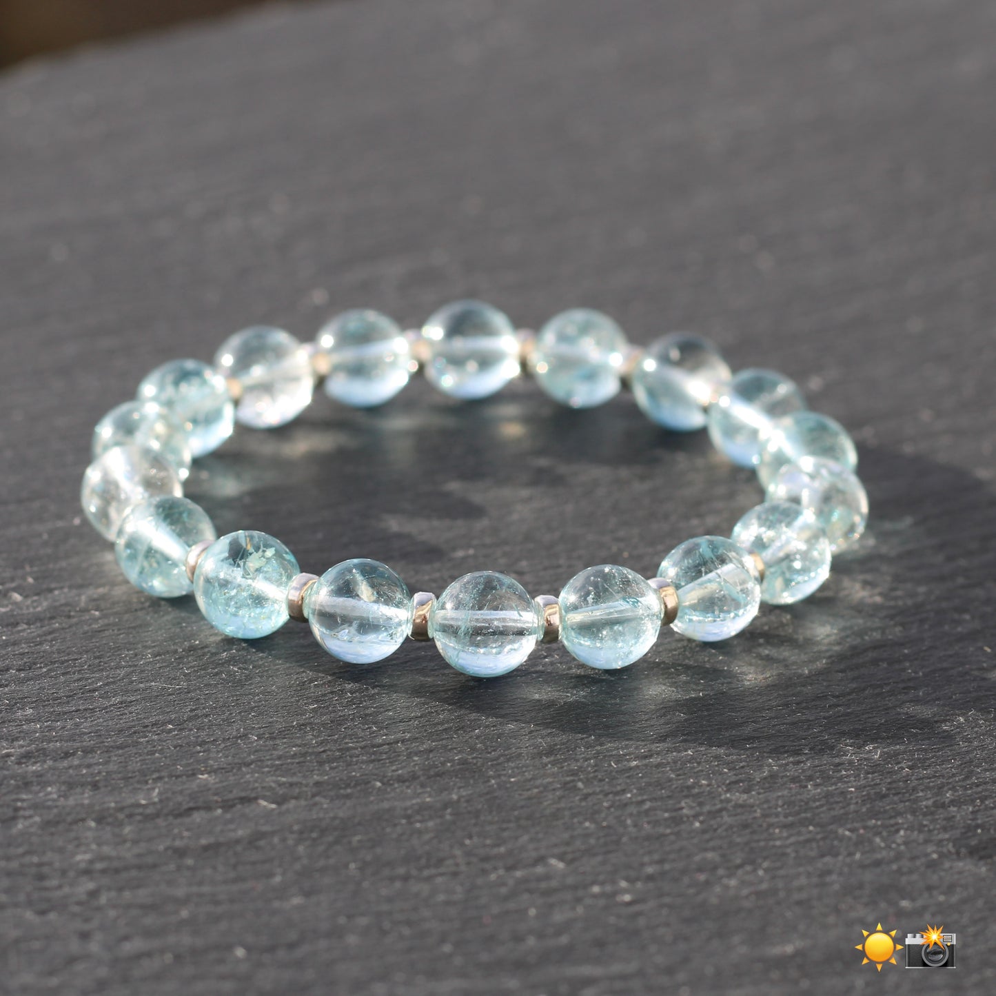 Sky Blue Topaz Power Bracelet With Sterling Silver & Topaz Crystal