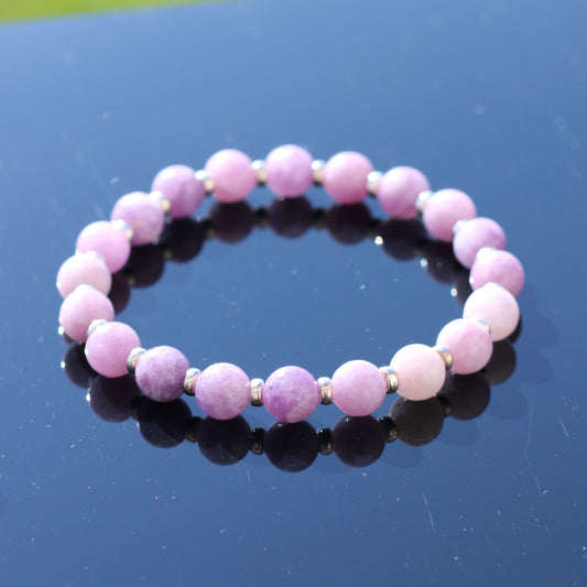 Lilac Lepidolite Power Bracelet With Sterling Silver & Lepidolite Specimen