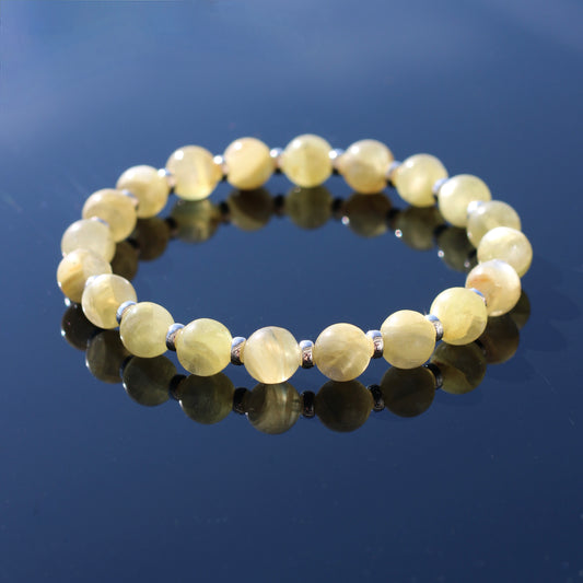 Yellow Mica Power Bracelet With Sterling Silver & Lepidolite Specimen