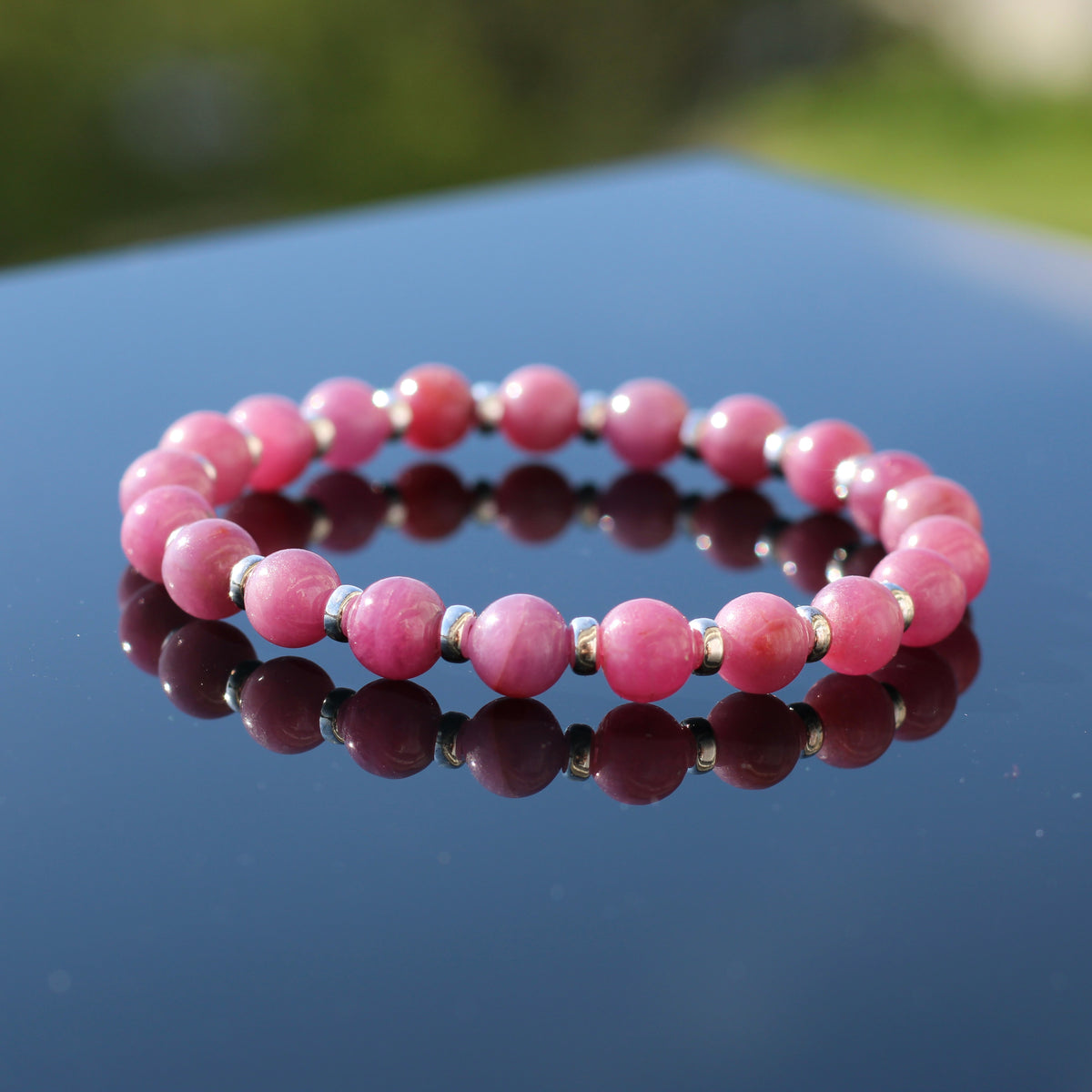 Ruby Power Bracelet With Sterling Silver & Ruby Crystal
