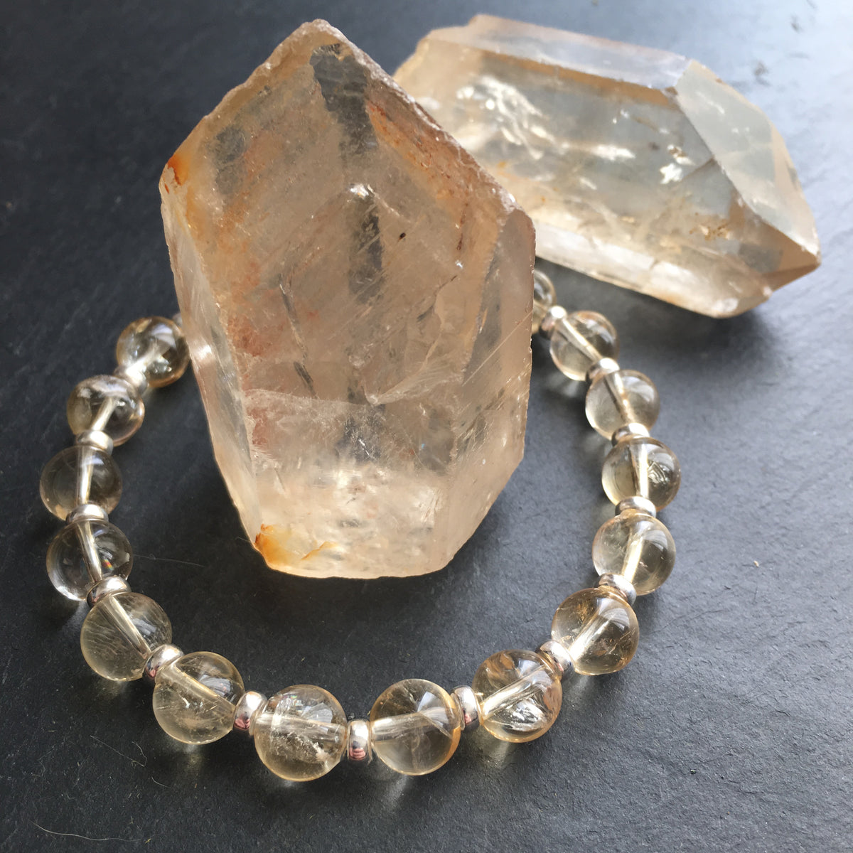 Citrine Power Bracelet With Sterling Silver & Tumble Stone