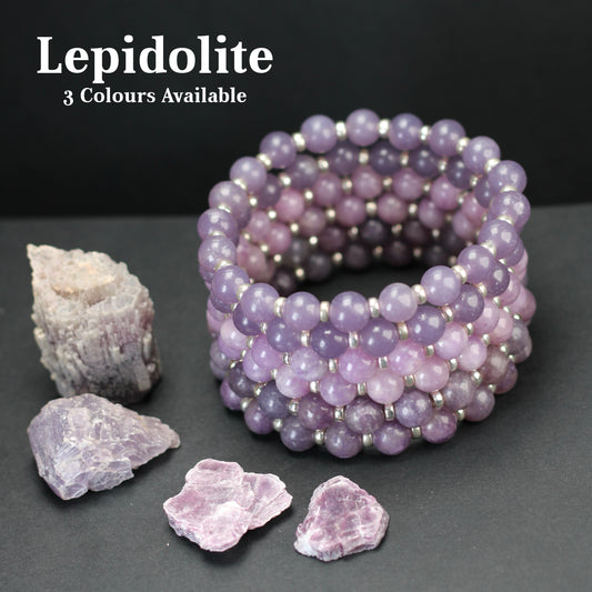 Lepidolite (A Choice Of 3) Posh Power Bracelets With Sterling Silver & Tumble Stone