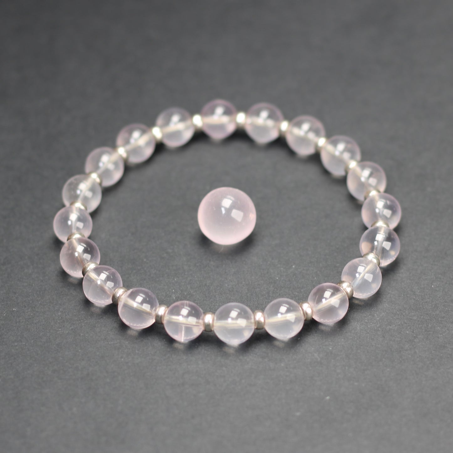 Star Rose Quartz Power Bracelet With Sterling Silver & Mini Sphere