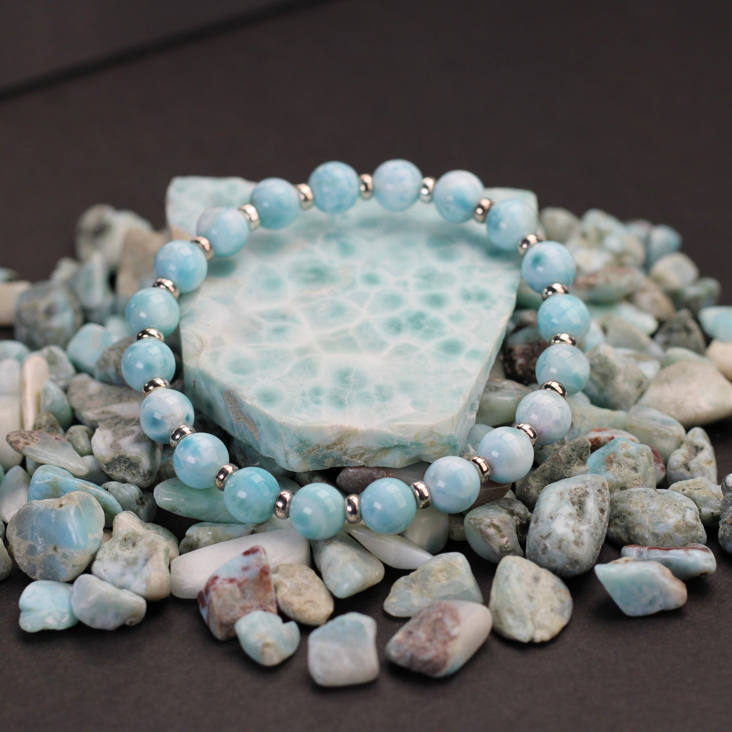 Larimar Power Bracelet With Sterling Silver & Tumble