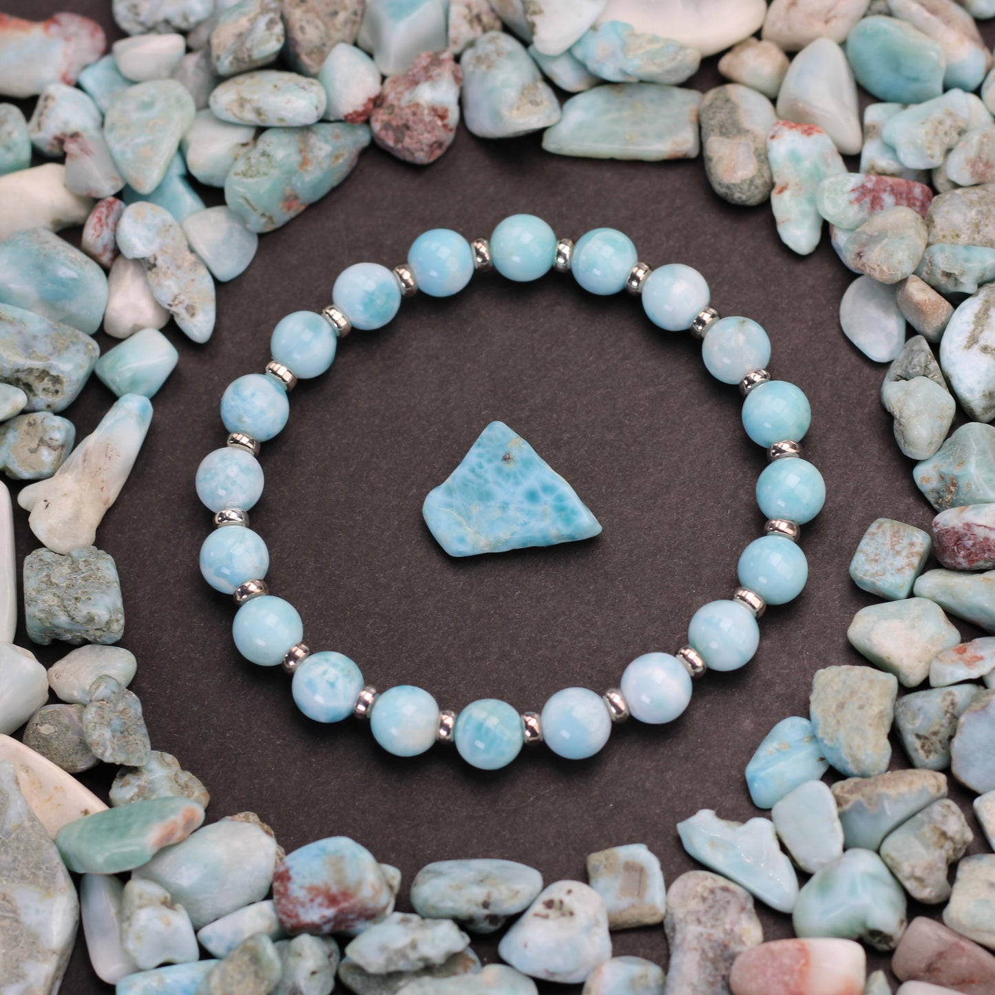 Larimar Power Bracelet With Sterling Silver & Tumble