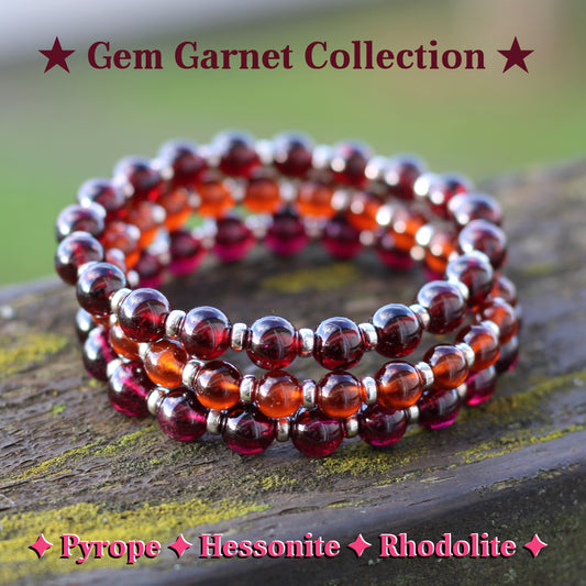 Rhodolite, Hessonite & Pyrope Garnet Power Bracelet With Sterling Silver