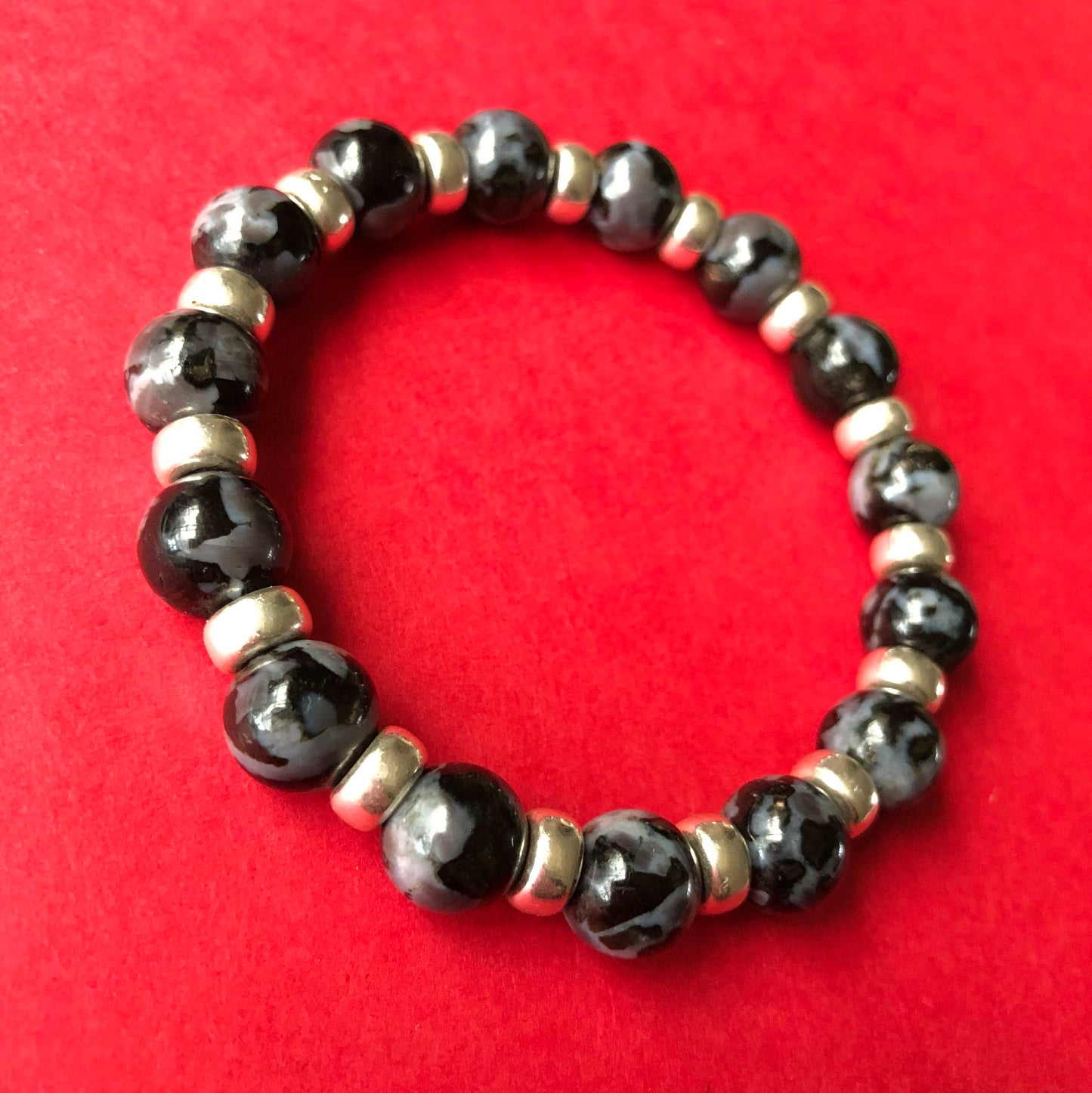 Indigo Gabbro Chunky Power Bracelet With Sterling Silver & Tumble Stone