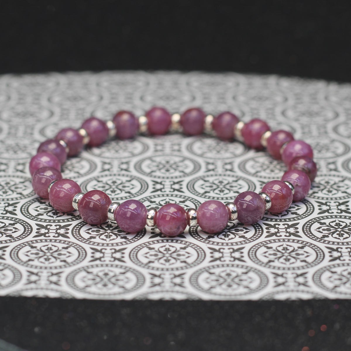 Ruby Power Bracelet With Sterling Silver & Ruby Crystal