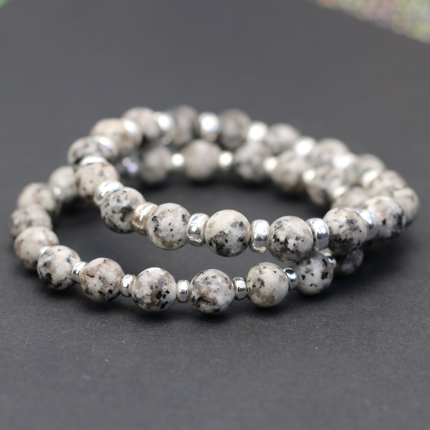 Granite Power Bracelet With Sterling Silver & Granite Piece