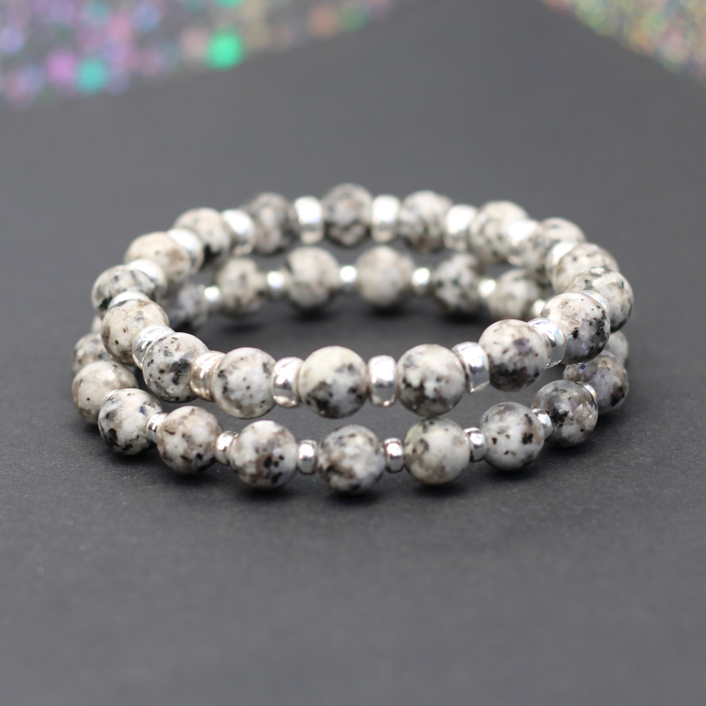 Granite Power Bracelet With Sterling Silver & Granite Piece
