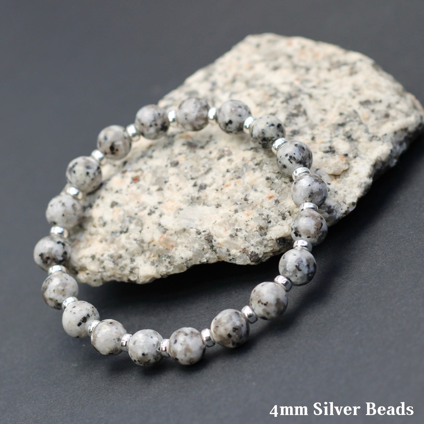 Granite Power Bracelet With Sterling Silver & Granite Piece