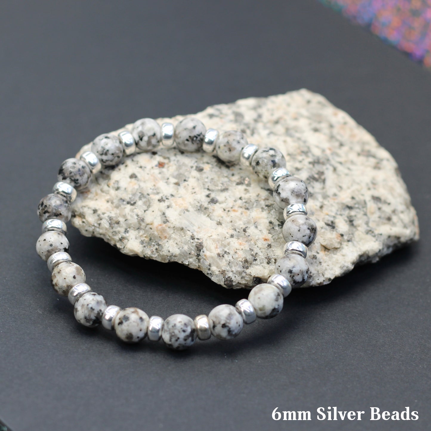 Granite Power Bracelet With Sterling Silver & Granite Piece