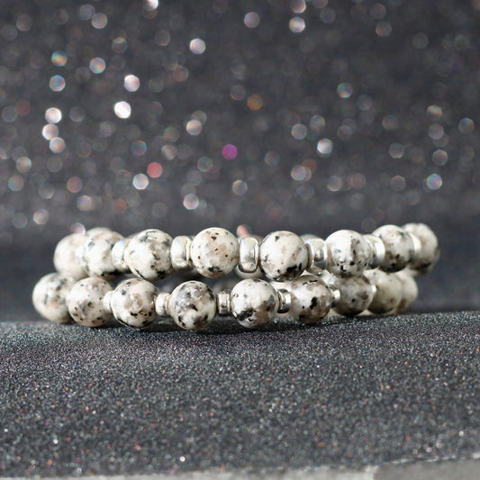 Granite Power Bracelet With Sterling Silver & Granite Piece