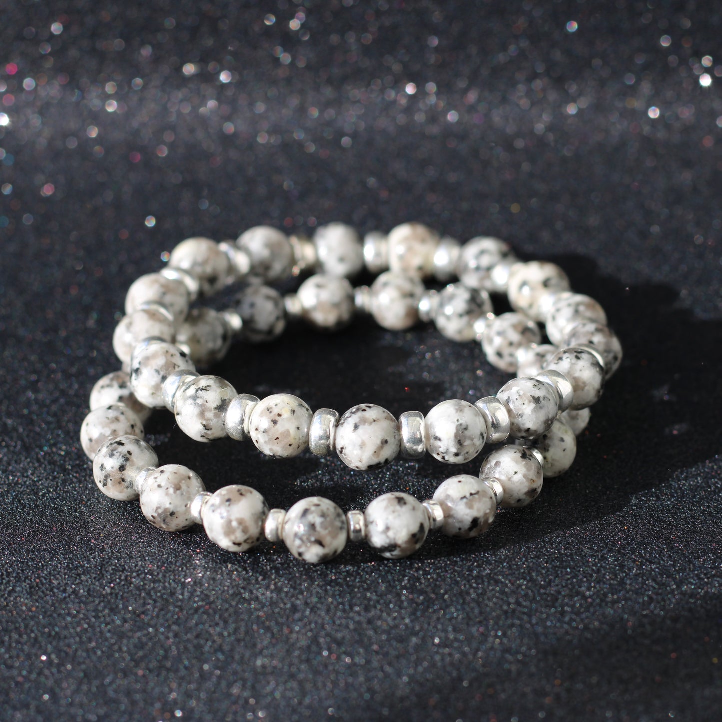 Granite Power Bracelet With Sterling Silver & Granite Piece