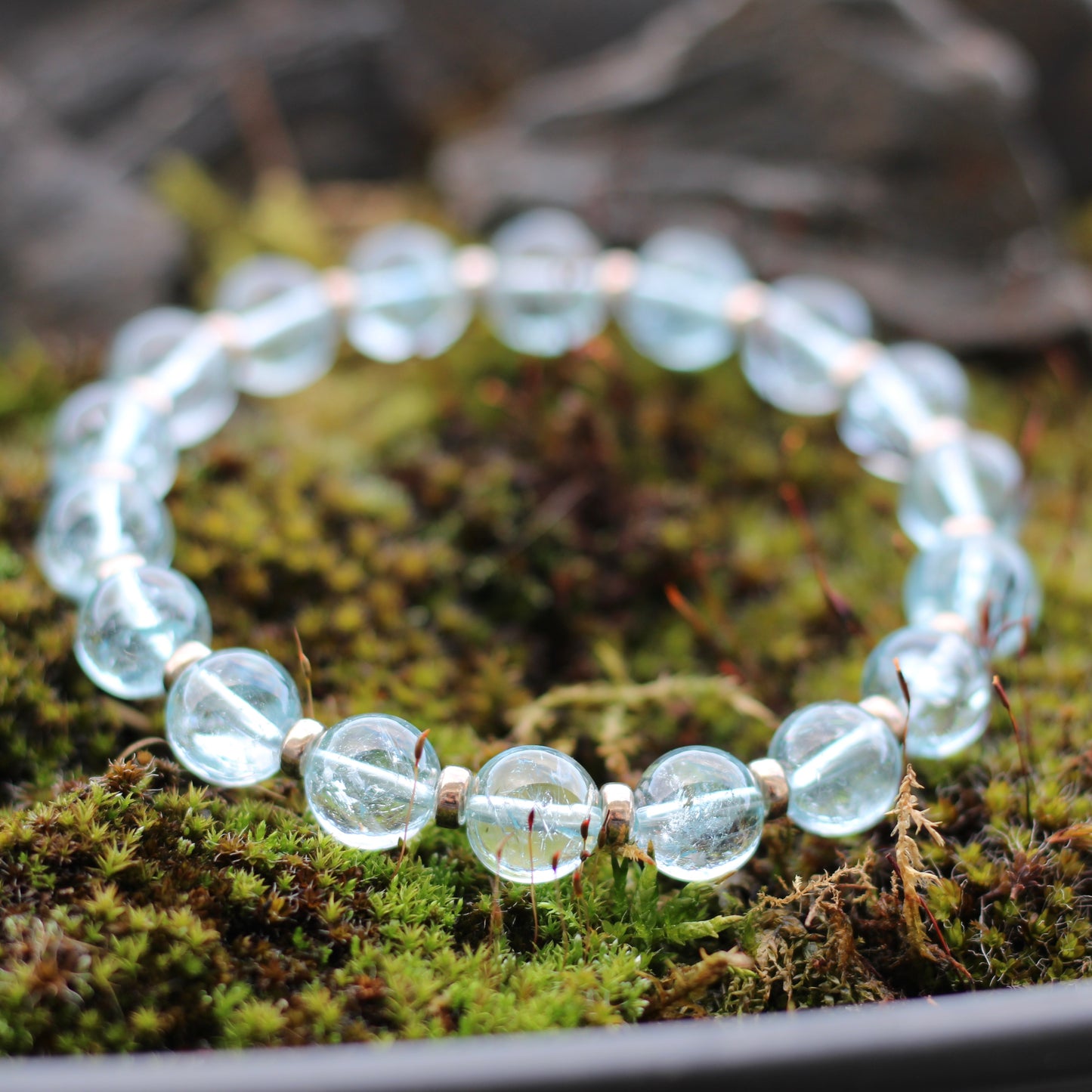 Sky Blue Topaz Power Bracelet With Sterling Silver & Topaz Crystal