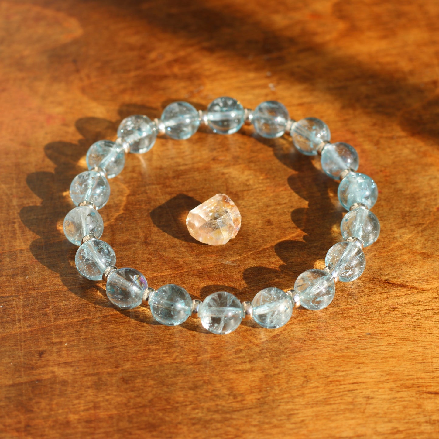 Sky Blue Topaz Power Bracelet With Sterling Silver & Topaz Crystal