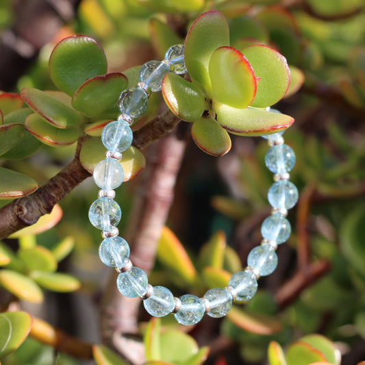 Sky Blue Topaz Power Bracelet With Sterling Silver & Topaz Crystal