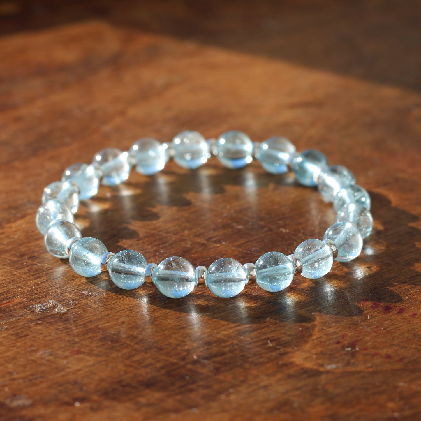 Sky Blue Topaz Power Bracelet With Sterling Silver & Topaz Crystal
