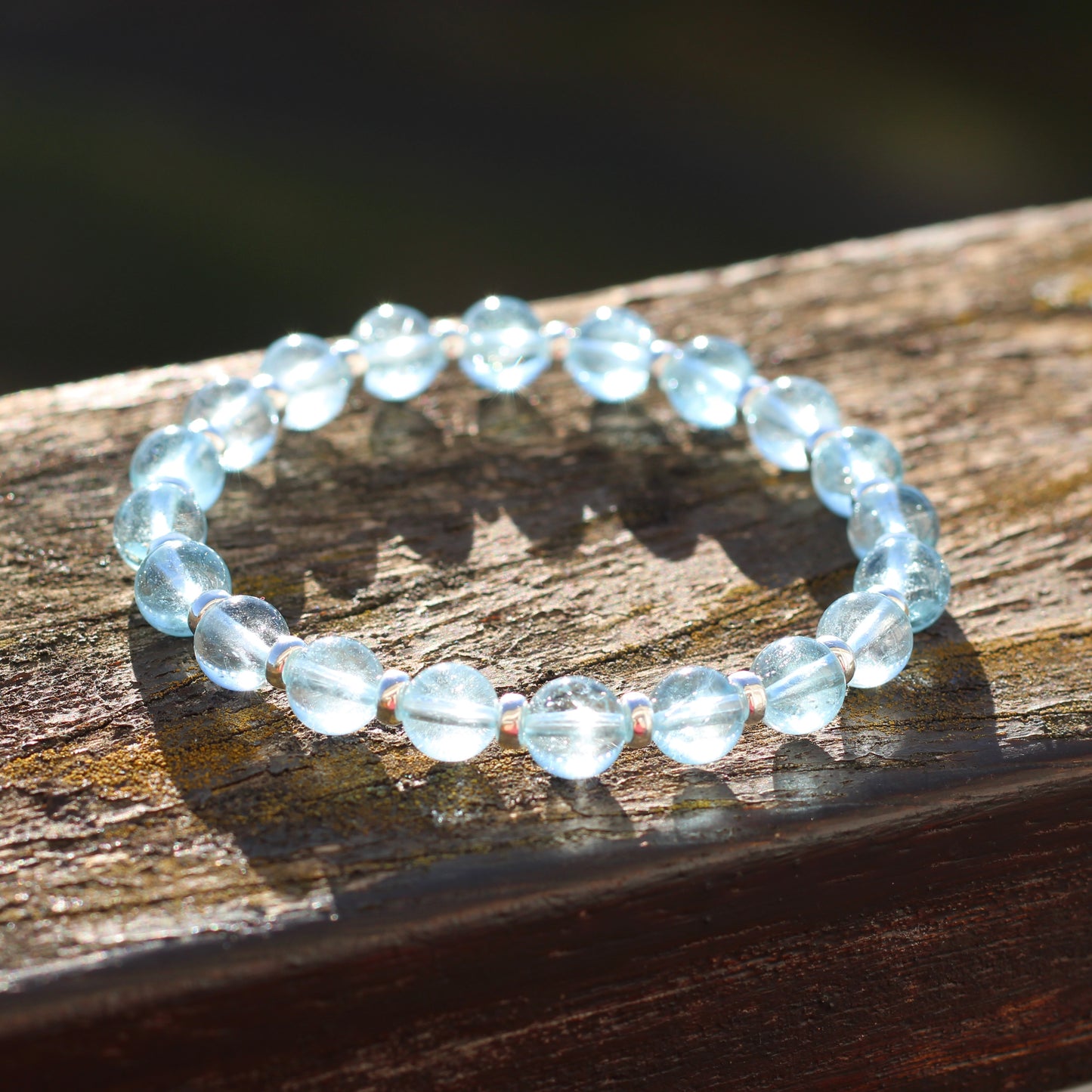Sky Blue Topaz Power Bracelet With Sterling Silver & Topaz Crystal
