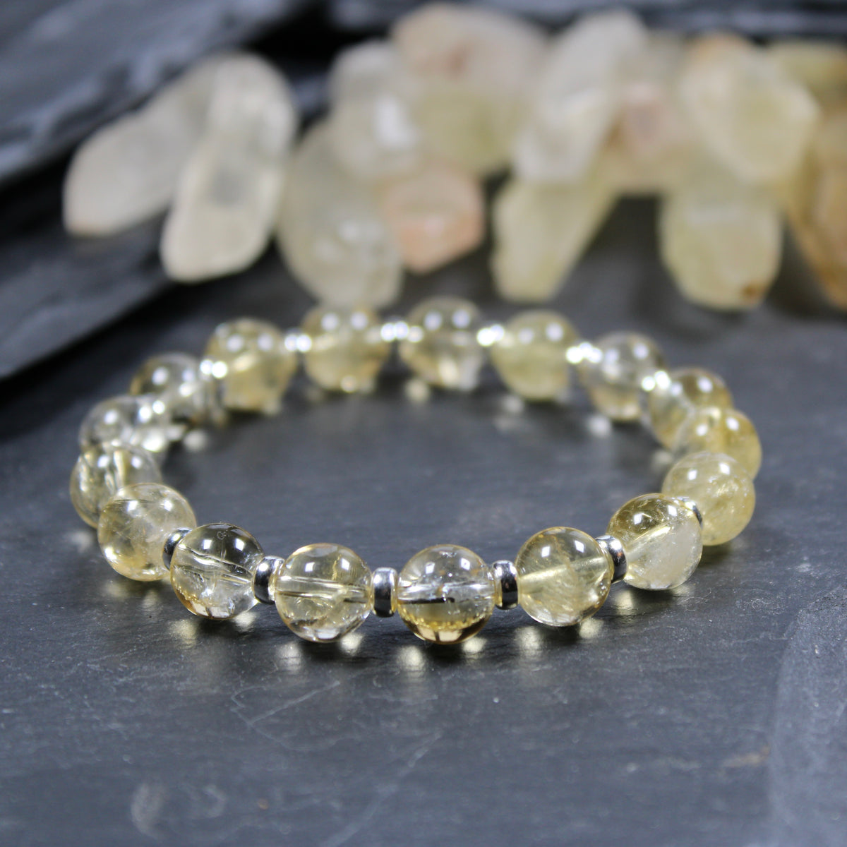 Citrine Power Bracelet With Sterling Silver & Tumble Stone