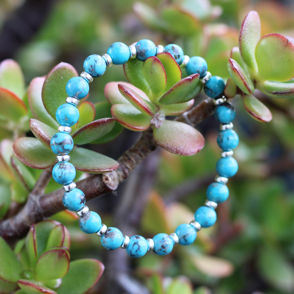 Turquoise Power Bracelet With Sterling Silver & Free Small Tumble