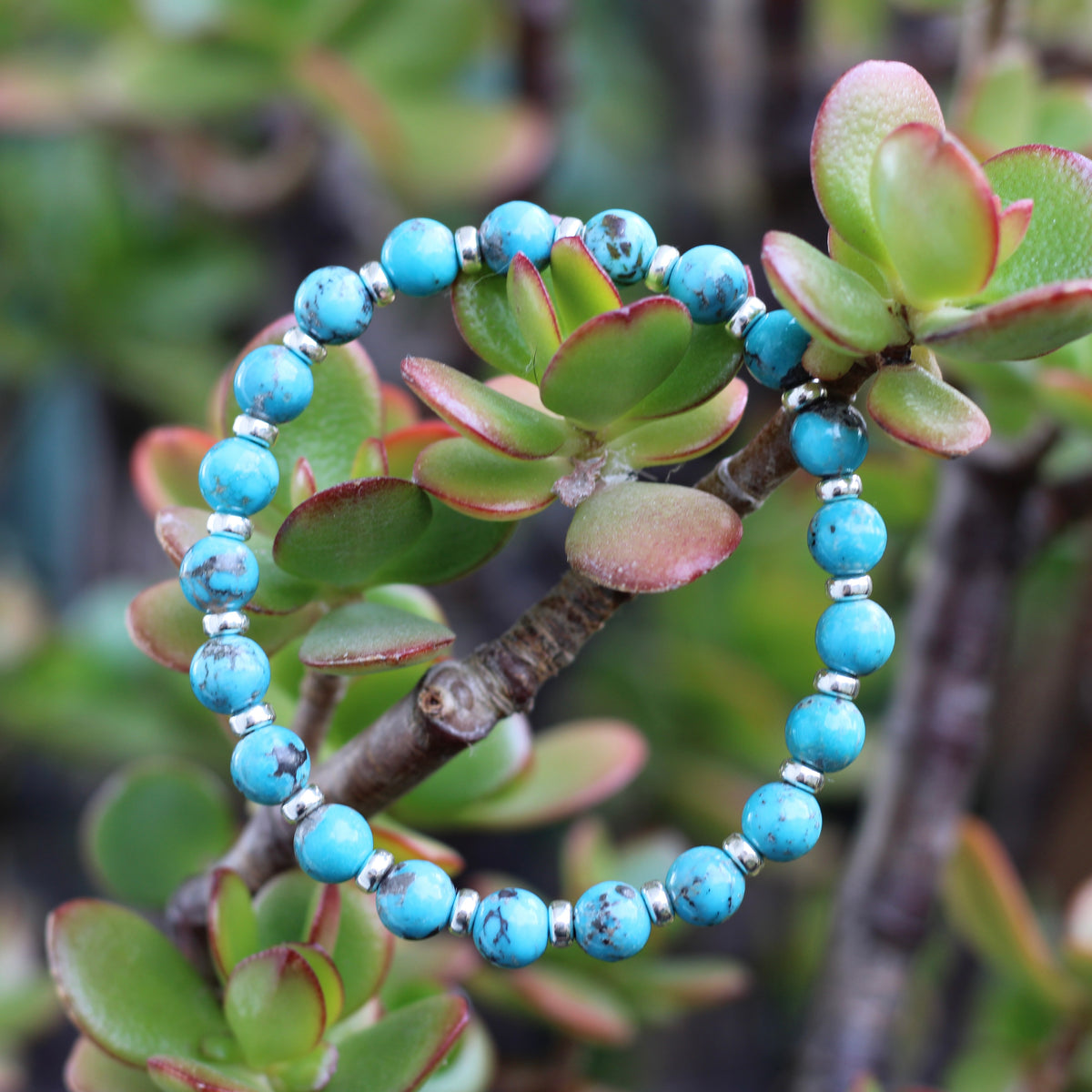 Turquoise Power Bracelet With Sterling Silver & Free Small Tumble