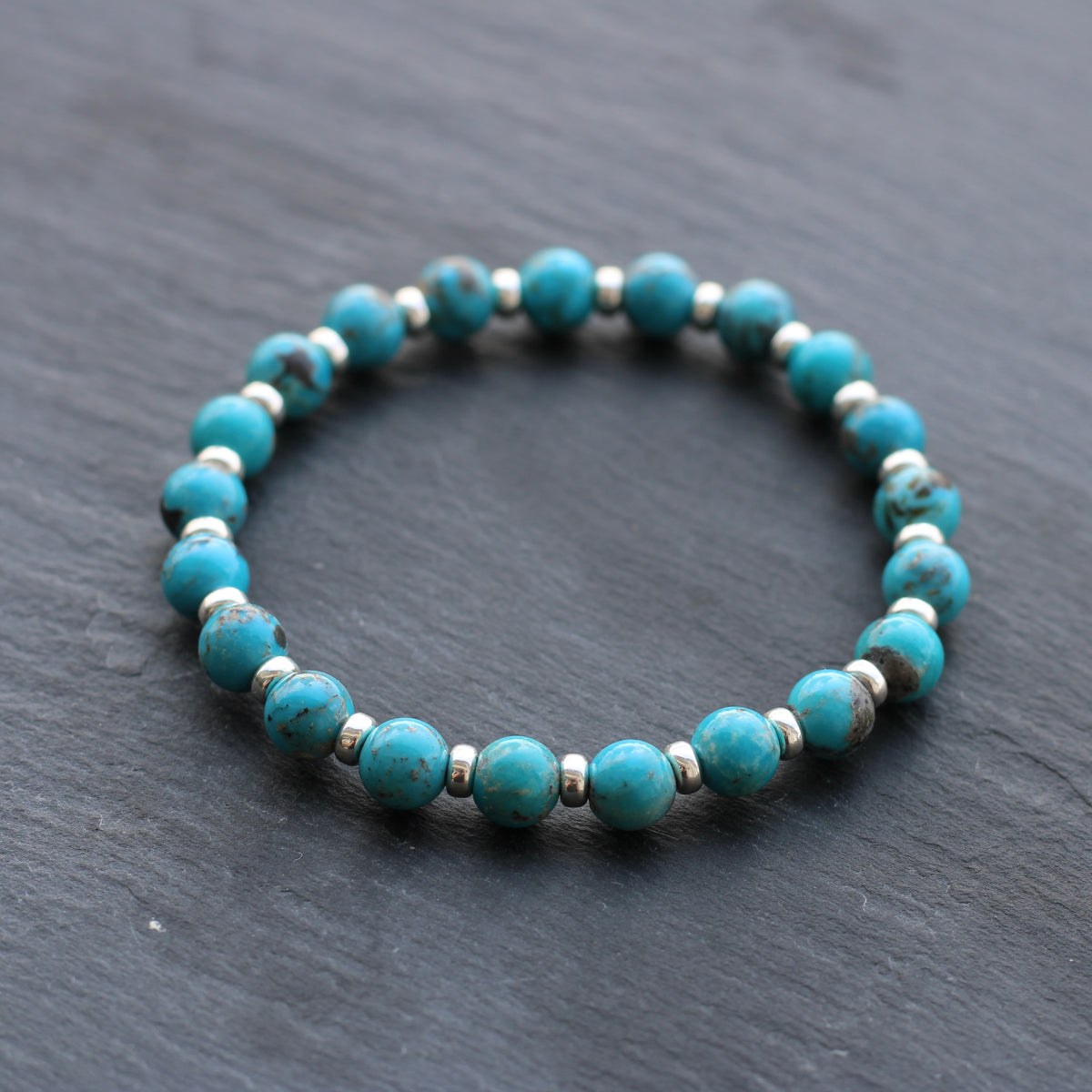 Turquoise Power Bracelet With Sterling Silver & Free Small Tumble