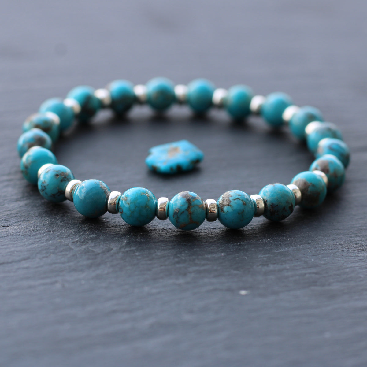 Turquoise Power Bracelet With Sterling Silver & Free Small Tumble