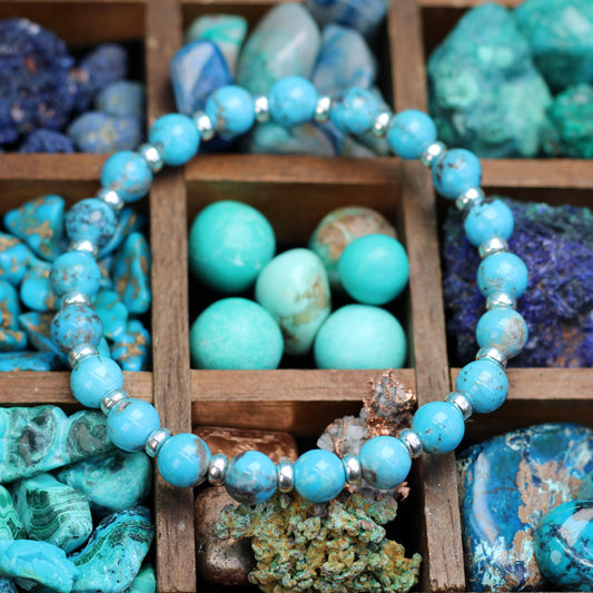 Turquoise Power Bracelet With Sterling Silver & Free Small Tumble
