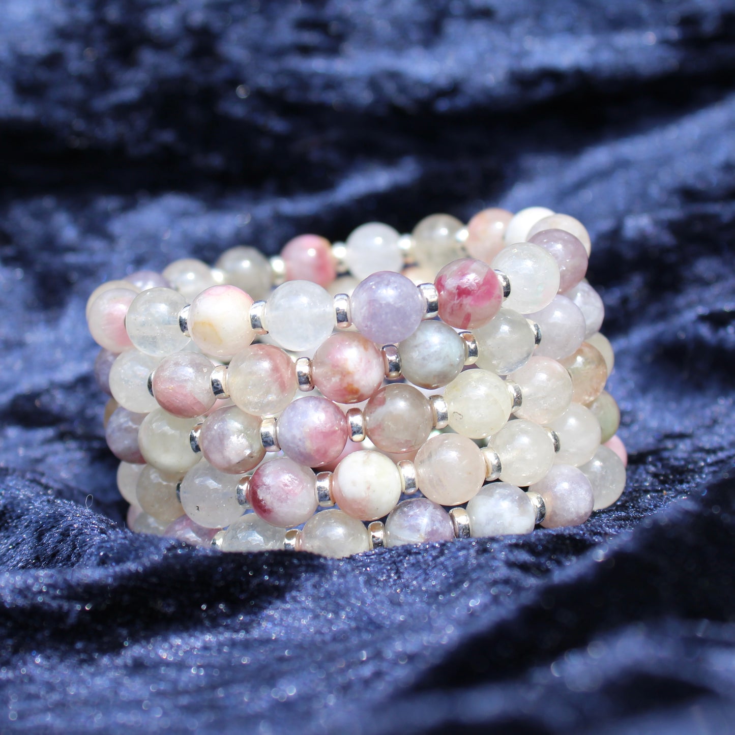 Tourmaline & Mica In Quartz Power Bracelet With Sterling Silver