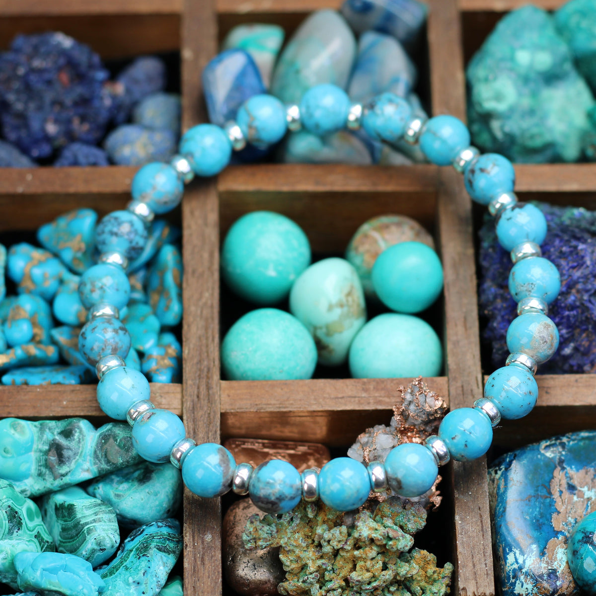 Turquoise Power Bracelet With Sterling Silver & Free Small Tumble