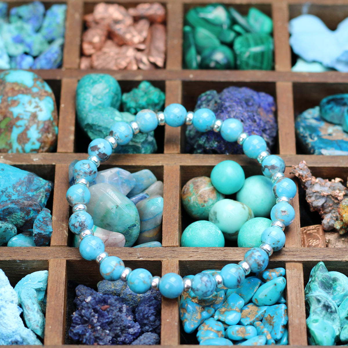 Turquoise Power Bracelet With Sterling Silver & Free Small Tumble