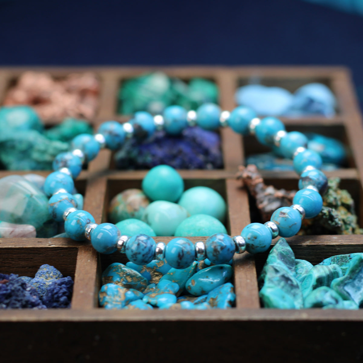 Turquoise Power Bracelet With Sterling Silver & Free Small Tumble