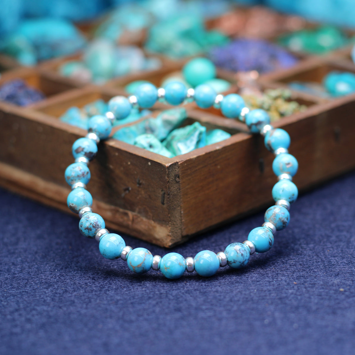 Turquoise Power Bracelet With Sterling Silver & Free Small Tumble