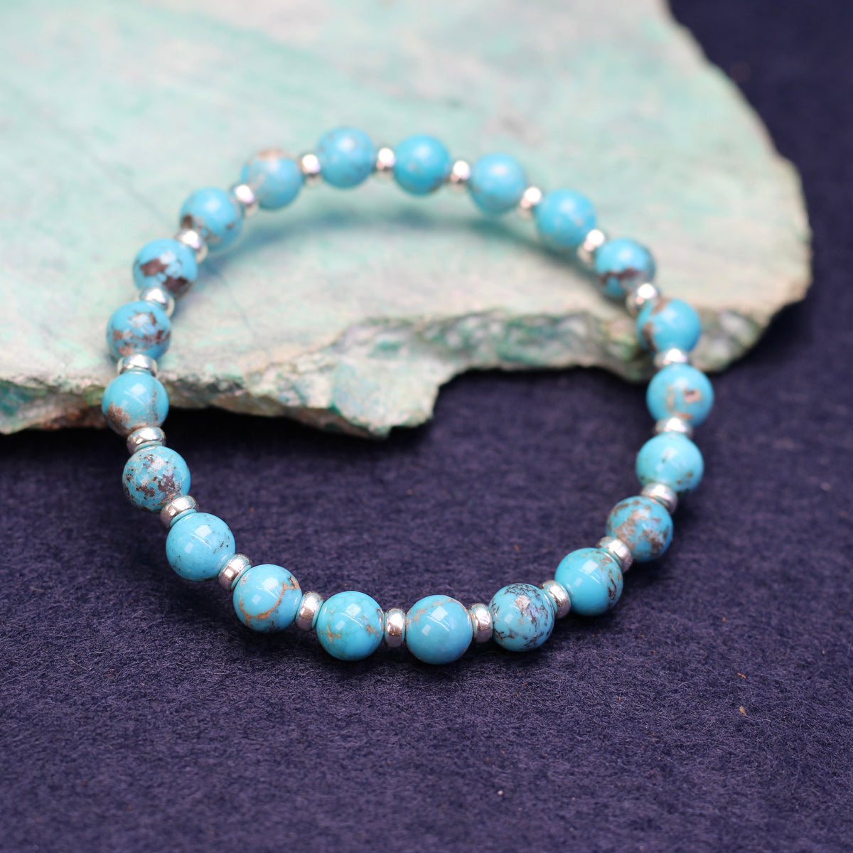 Turquoise Power Bracelet With Sterling Silver & Free Small Tumble