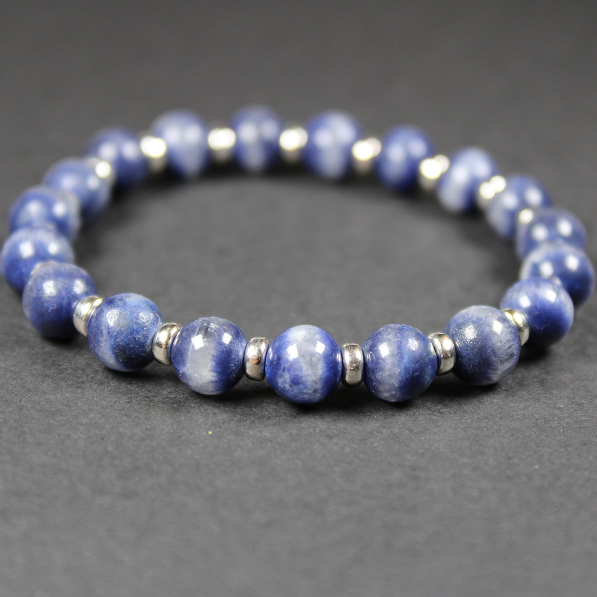 Dumortierite In Quartz Power Bracelet Collection With Sterling Silver & Free Chip Bottle