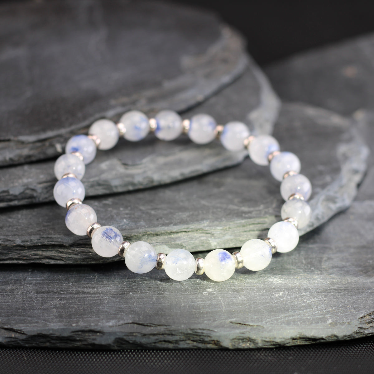Dumortierite In Quartz Power Bracelet Collection With Sterling Silver & Free Chip Bottle
