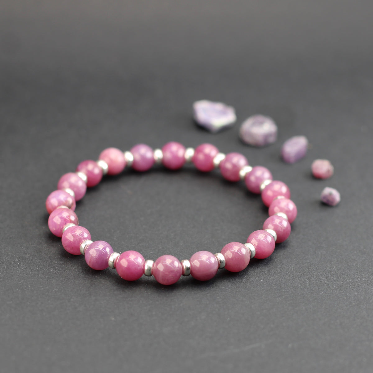 Ruby Power Bracelet With Sterling Silver & Ruby Crystal