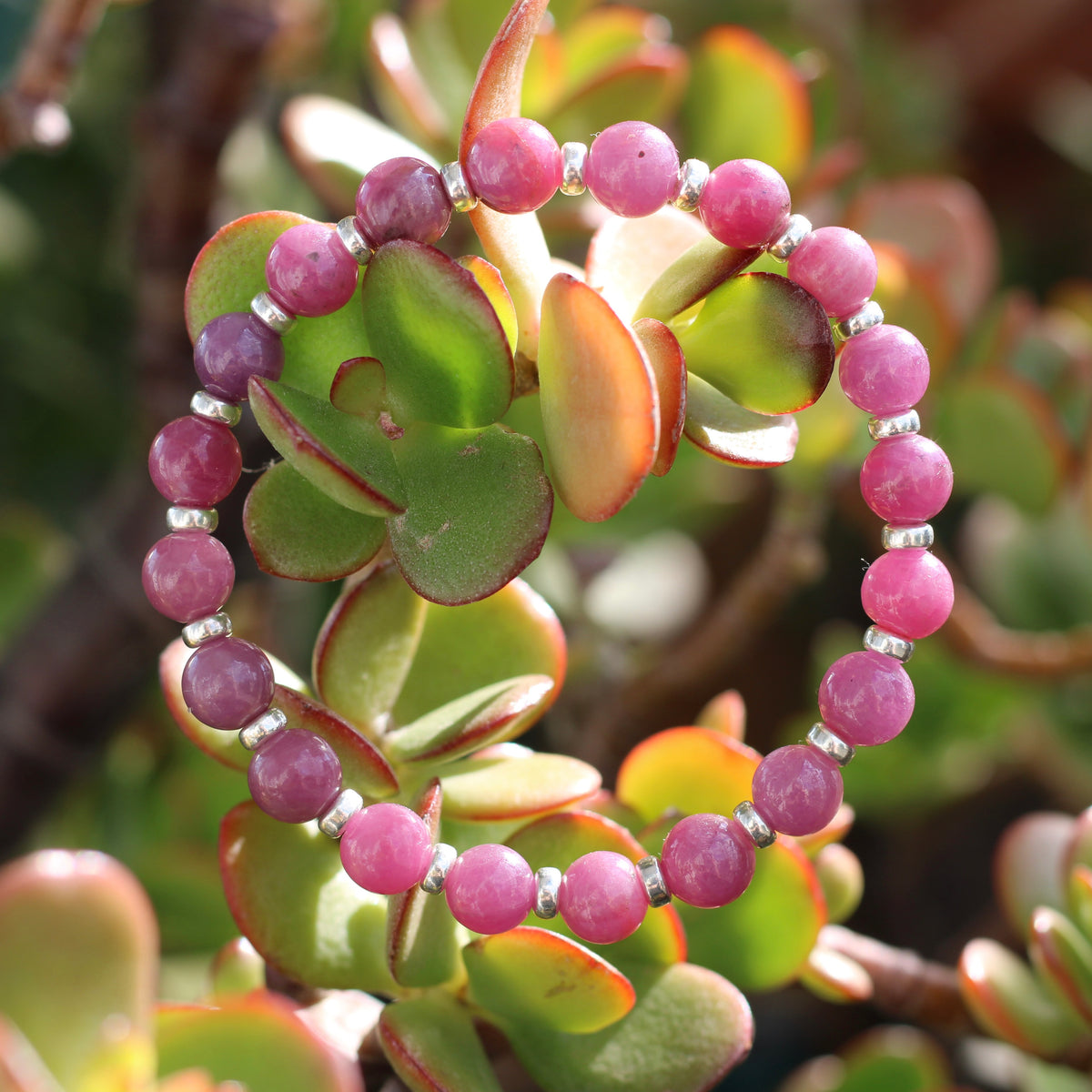 Ruby Power Bracelet With Sterling Silver & Ruby Crystal