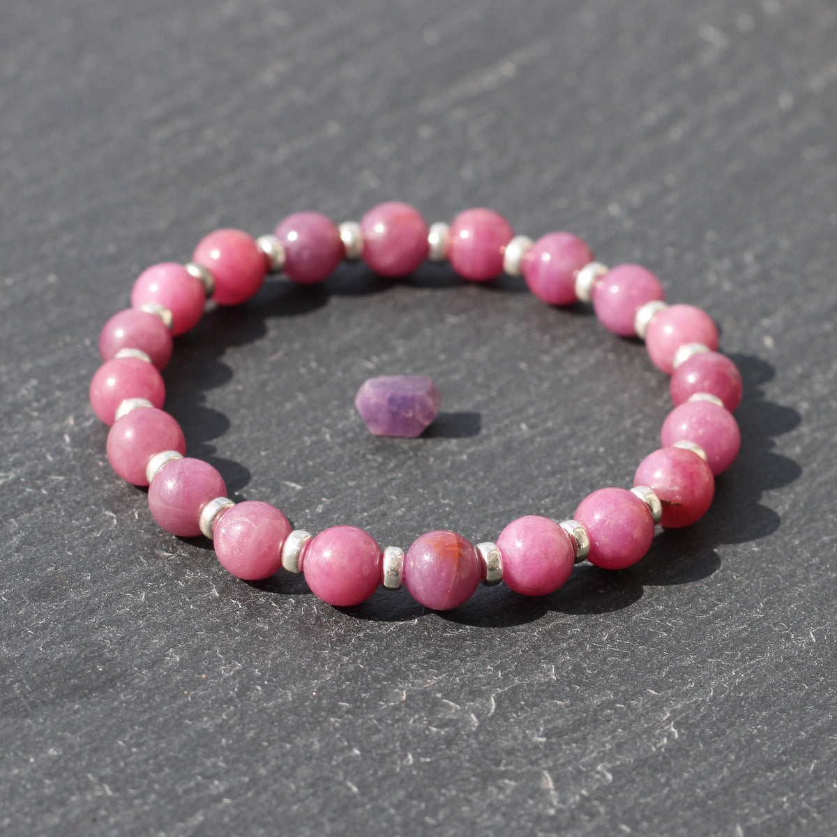 Ruby Power Bracelet With Sterling Silver & Ruby Crystal