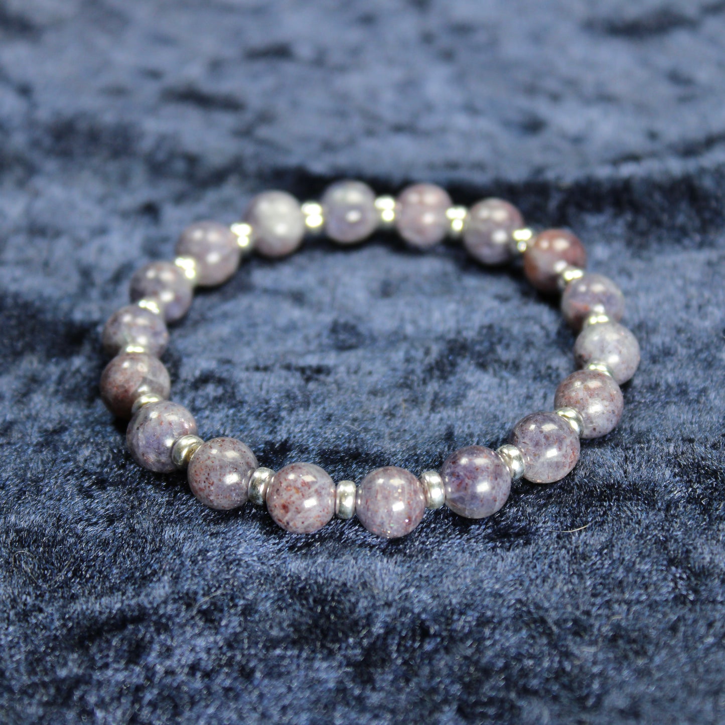 Bloodshot Iolite Power Bracelet With Sterling Silver & Tumble Stone
