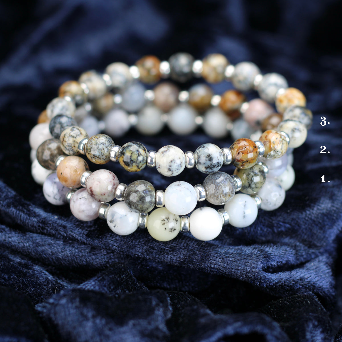 Merlinite Collection Power Bracelets With Sterling Silver & Tumble Stone