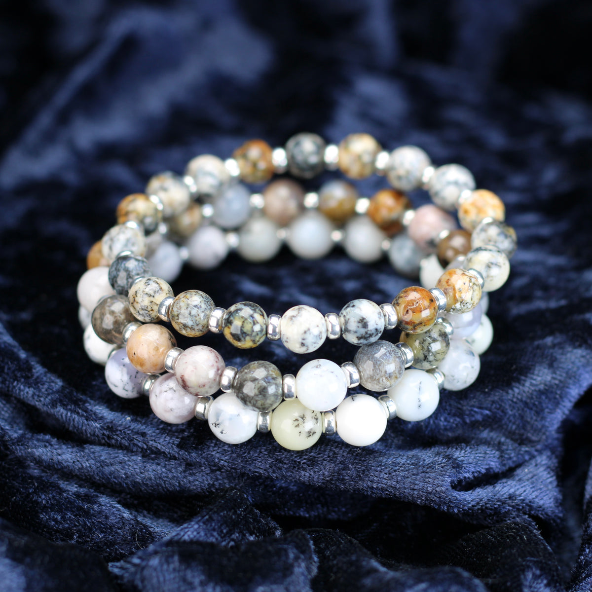 Merlinite Collection Power Bracelets With Sterling Silver & Tumble Stone