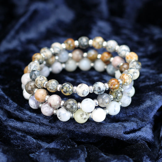 Merlinite Collection Power Bracelets With Sterling Silver & Tumble Stone