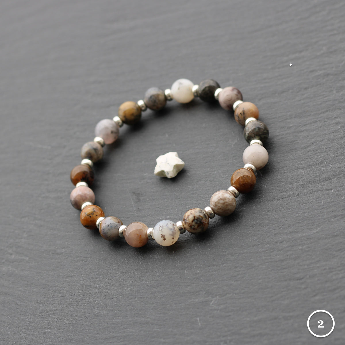 Merlinite Collection Power Bracelets With Sterling Silver & Tumble Stone