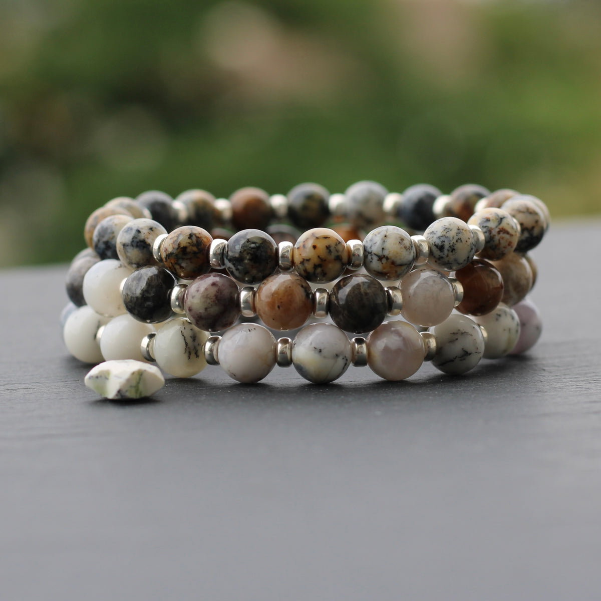 Merlinite Collection Power Bracelets With Sterling Silver & Tumble Stone