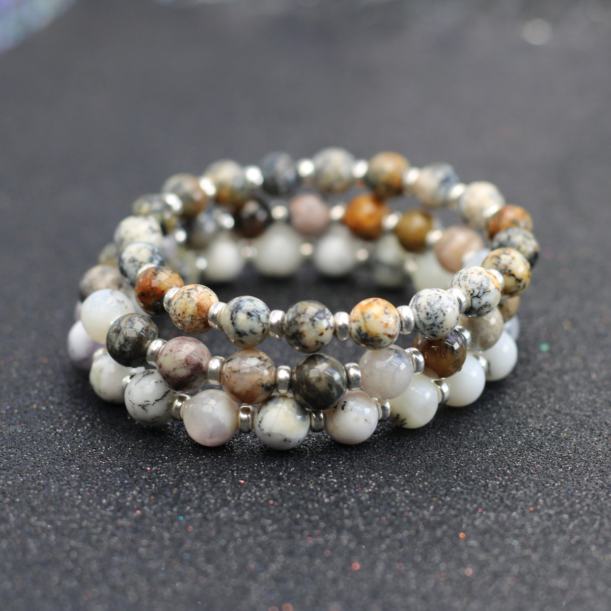 Merlinite Collection Power Bracelets With Sterling Silver & Tumble Stone