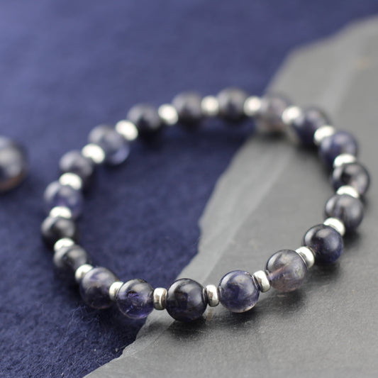 Iolite Power Bracelet With Sterling Silver & Tumble Stone