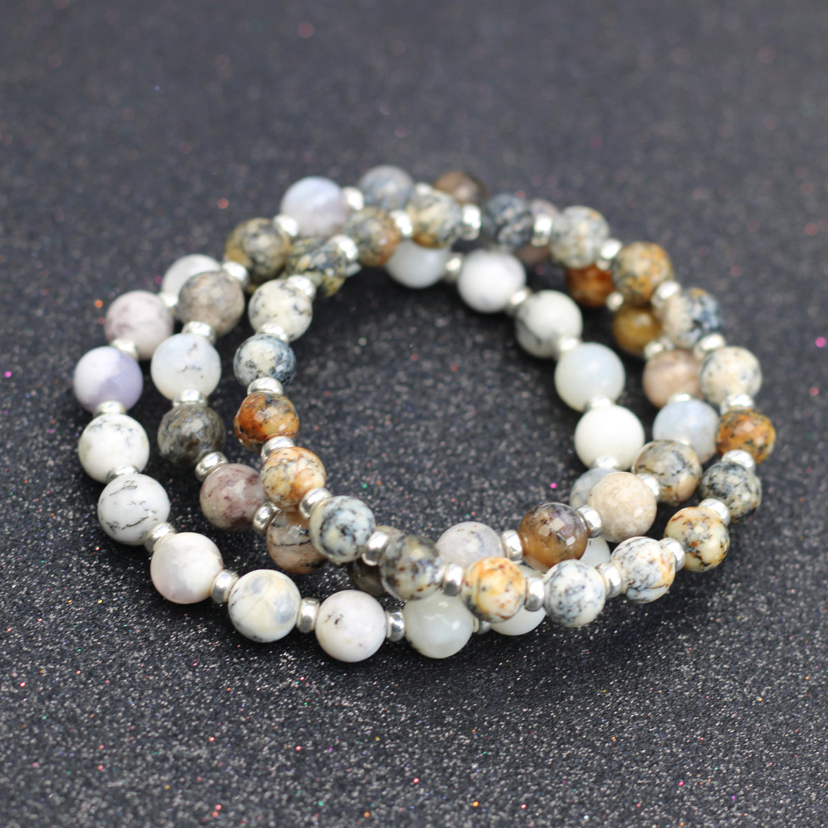 Merlinite Collection Power Bracelets With Sterling Silver & Tumble Stone